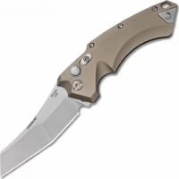 Автоматический складной нож Hogue Wharncliffe EX-A05, клинок Stonewash, сталь 154CM, рукоять пустынный алюминий купить в Щелкове