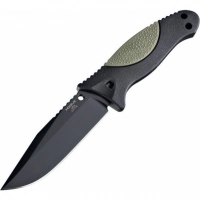 Нож с фиксированным клинком Hogue EX-F02, сталь A2 Tool Steel Black Cerakote, рукоять термопластик GRN купить в Щелкове