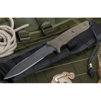 Нож с фиксированным клинком Spartan Breed Fighter (Black SpartaCoat/Green Micarta/Black Molle Sheath) 13.97 см. купить в Щелкове