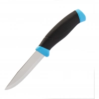 Нож с фиксированным лезвием Morakniv Companion Blue, сталь Sandvik 12С27, рукоять пластик/резина, голубой купить в Щелкове