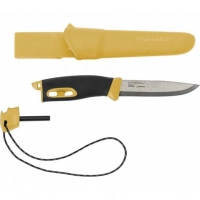 Нож с фиксированным лезвием Morakniv Companion Spark Black Yellow, сталь Sandvik 12C27, рукоять резина/пластик купить в Щелкове