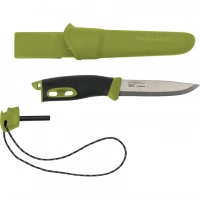 Нож с фиксированным лезвием Morakniv Companion Spark (S) Green, сталь Sandvik 12C27, рукоять резина/пластик купить в Щелкове