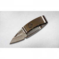 Нож-зажим для купюр складной Pocket Clip «Kamon» Aoi «Мальва» MC-0081, сталь AUS-8, рукоять cталь купить в Щелкове