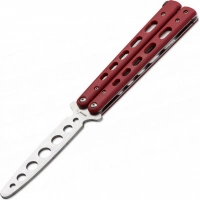 Тренировочный нож-бабочка (балисонг) Balisong Trainer, Boker Plus 01BO712, клинок из нержавеющей стали Zero-ground Plain (без заточки), рукоять стеклотекстолит G10, красный купить в Щелкове