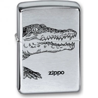 Зажигалка ZIPPO Alligator, с покрытием Brushed Chrome, латунь/сталь, серебристая, матовая, 36x12x56 купить в Щелкове