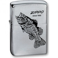 Зажигалка ZIPPO Black Bass Brushed Chrome, латунь с никеле-хром. покрыт., серебр., матов., 36х56х12мм купить в Щелкове