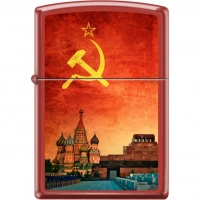 Зажигалка ZIPPO Красная Москва, латунь/сталь с покрытием Red Matte, красная, матовая, 36x12x56 мм купить в Щелкове